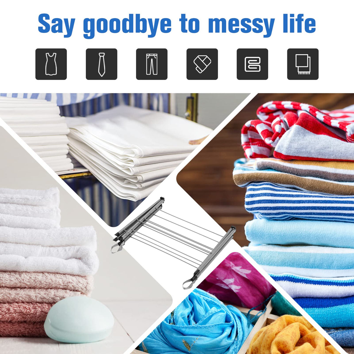 Rainberg Over The Door Clothes Airer - Foldable 10-Bar Laundry Drying Rack Indoor Outdoor 4kg Capacity - Very Good