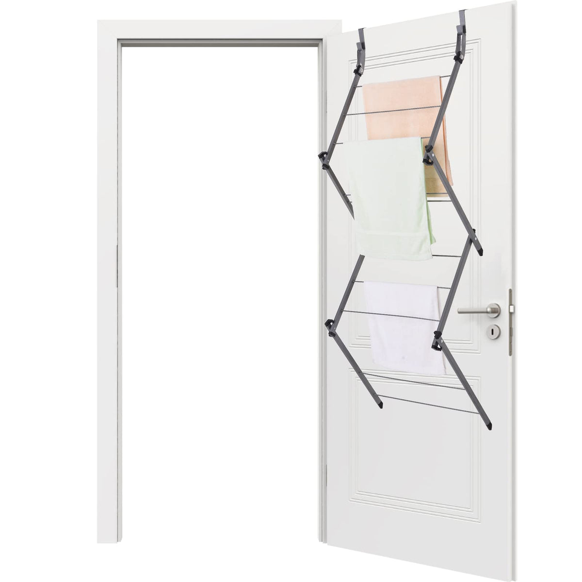 Rainberg Over The Door Clothes Airer - Foldable 10-Bar Laundry Drying Rack Indoor Outdoor 4kg Capacity - Very Good