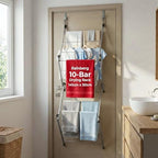 Rainberg Over The Door Clothes Airer - Foldable 10-Bar Laundry Drying Rack Indoor Outdoor 4kg Capacity - Very Good