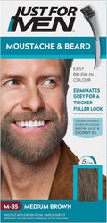 Just For Men Moustache & Beard Dye - Medium Brown M35 - Eliminates Grey For Thicker Fuller Look - Damaged Box