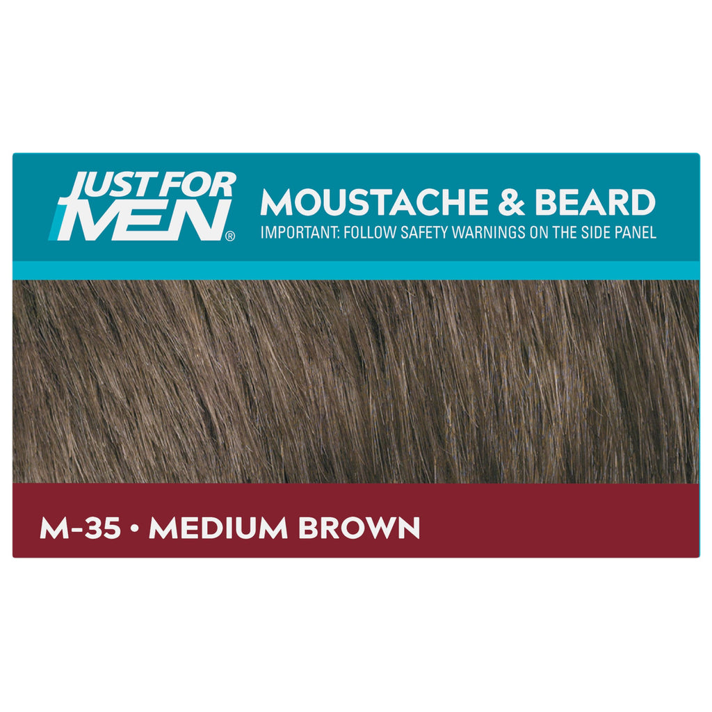 Just For Men Moustache & Beard Dye - Medium Brown M35 - Eliminates Grey For Thicker Fuller Look - Damaged Box