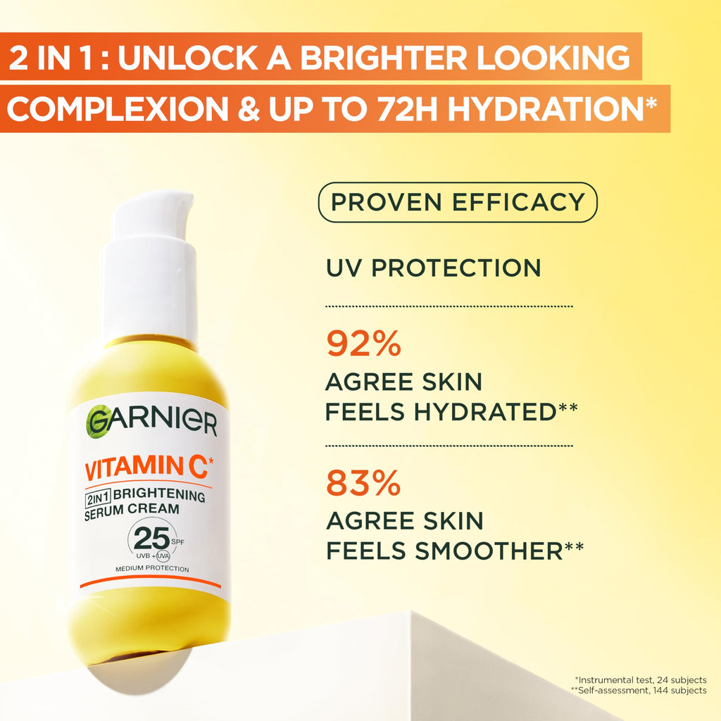 Garnier Vitamin C Brightening Serum Cream SPF25 Face Moisturiser - 50ml - Damaged Box