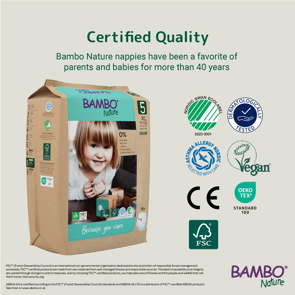 Bambo Nature Premium Potty Training Pants Size 5 XL 12-18kg - Eco Pull Up Nappy Pants - Pack of 95 - Very Good