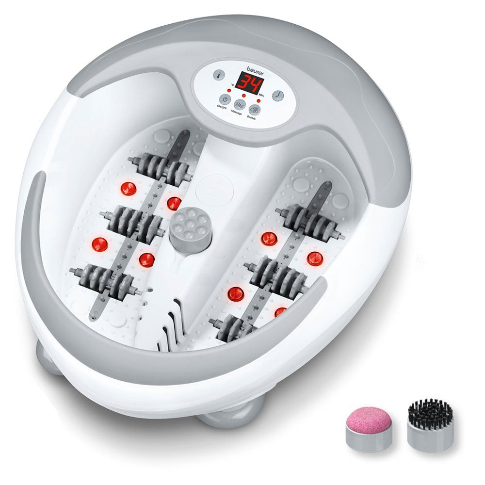 Beurer FB50 Foot Spa Massager with Water Heater - Bubble and Vibration Footbath with Infrared Light, Pedicure Attachments - Very Good