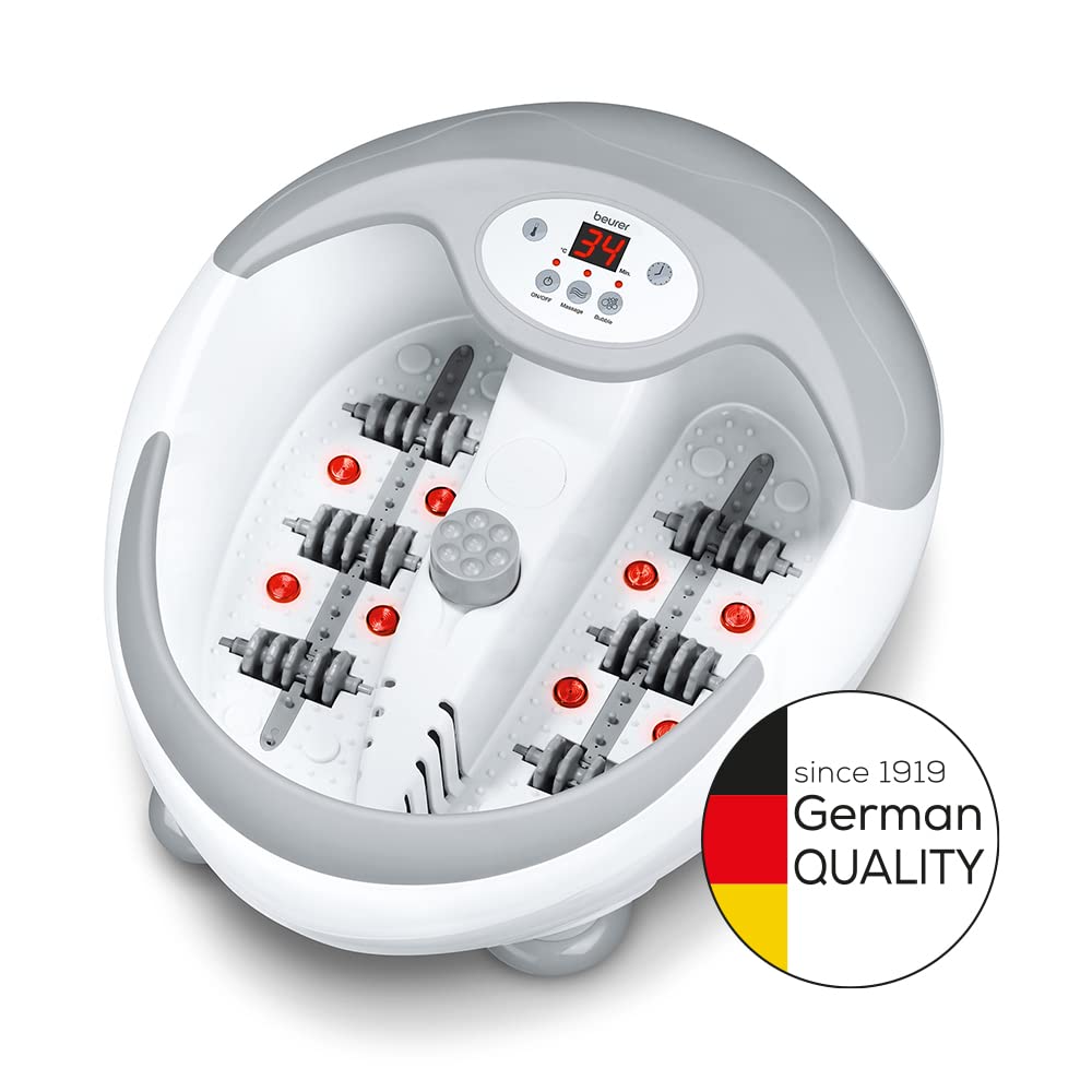 Beurer FB50 Foot Spa Massager with Water Heater - Bubble and Vibration Footbath with Infrared Light, Pedicure Attachments - Very Good