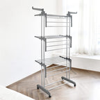 Rainberg 4-Tier Clothes Drying Rack - Extra Large Foldable Laundry Airer with Wheels - Stainless Steel Indoor Outdoor - Very Good