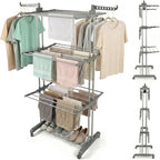 Rainberg 4-Tier Clothes Drying Rack - Extra Large Foldable Laundry Airer with Wheels - Stainless Steel Indoor Outdoor - Very Good