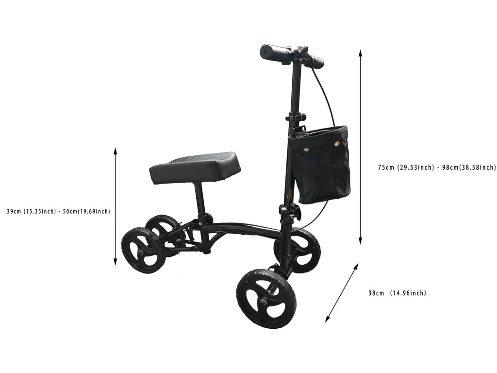 Panlova Steerable Knee Walker Scooter - Adult Mobility Aid for Broken Leg Foot Ankle Injury - Orthopaedic Pad - Black - Damaged Box
