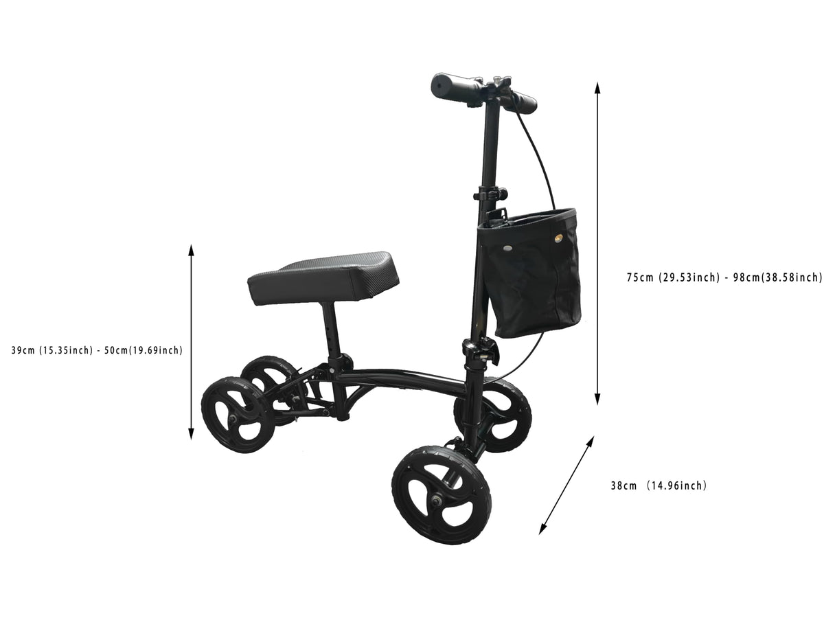 Panlova Steerable Knee Walker Scooter - Adult Mobility Aid for Broken Leg Foot Ankle Injury - Orthopaedic Pad - Black - Damaged Box