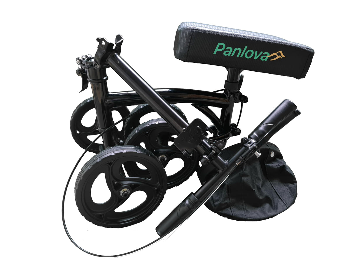 Panlova Steerable Knee Walker Scooter - Adult Mobility Aid for Broken Leg Foot Ankle Injury - Orthopaedic Pad - Black - Damaged Box