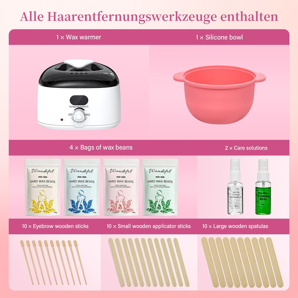 Wandefol Professional Waxing Kit, Electric Wax Machine Warmer for Hair Removal - Damaged Box