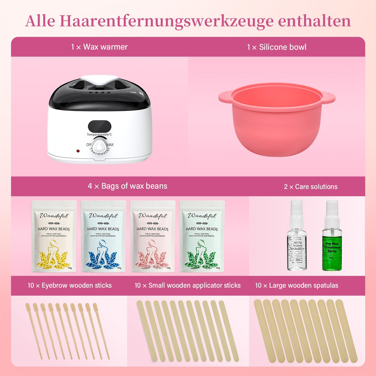 Wandefol Professional Waxing Kit, Electric Wax Machine Warmer for Hair Removal - Damaged Box