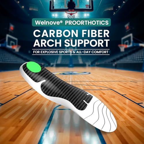Carbon Fiber Sports Insoles - Arch Support Shock Absorbing Orthotic Shoe Inserts for Running Basketball Hiking - Size XS - Very Good