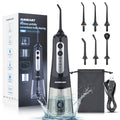 INSMART Cordless Water Dental Flosser - Rechargeable Oral Irrigator Teeth Cleaner, 300ml Tank, 6 Modes, IPX7 Waterproof - Black - New