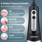 INSMART Cordless Water Dental Flosser - Rechargeable Oral Irrigator Teeth Cleaner, 300ml Tank, 6 Modes, IPX7 Waterproof - Black - New