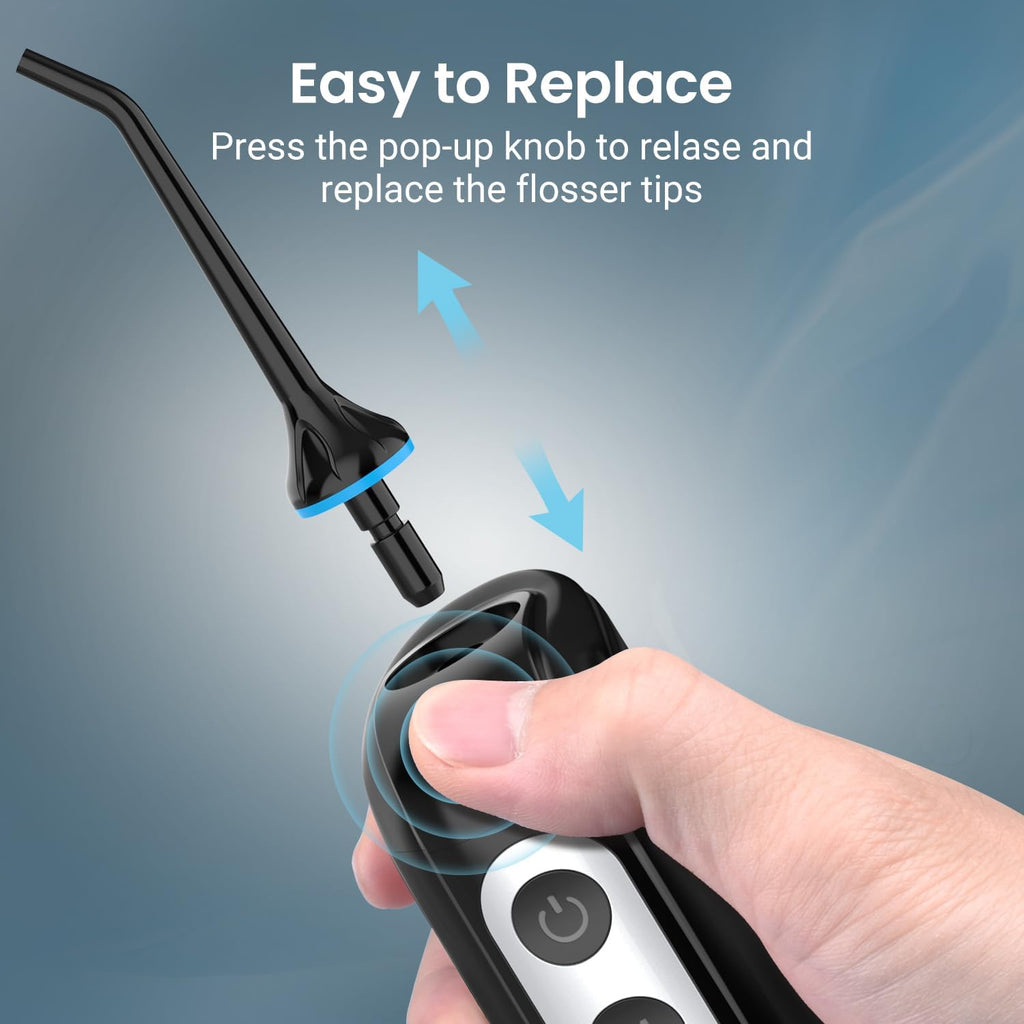 INSMART Cordless Water Dental Flosser - Rechargeable Oral Irrigator Teeth Cleaner, 300ml Tank, 6 Modes, IPX7 Waterproof - Black - New