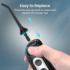 INSMART Cordless Water Dental Flosser - Rechargeable Oral Irrigator Teeth Cleaner, 300ml Tank, 6 Modes, IPX7 Waterproof - Black - New