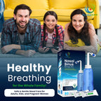 Nasal Rinse Kit 300ml - Sinus Wash Neti Pot Bottle with 80 Saline Packets - Allergy and Cold Relief for Adults and Kids - Damaged Box