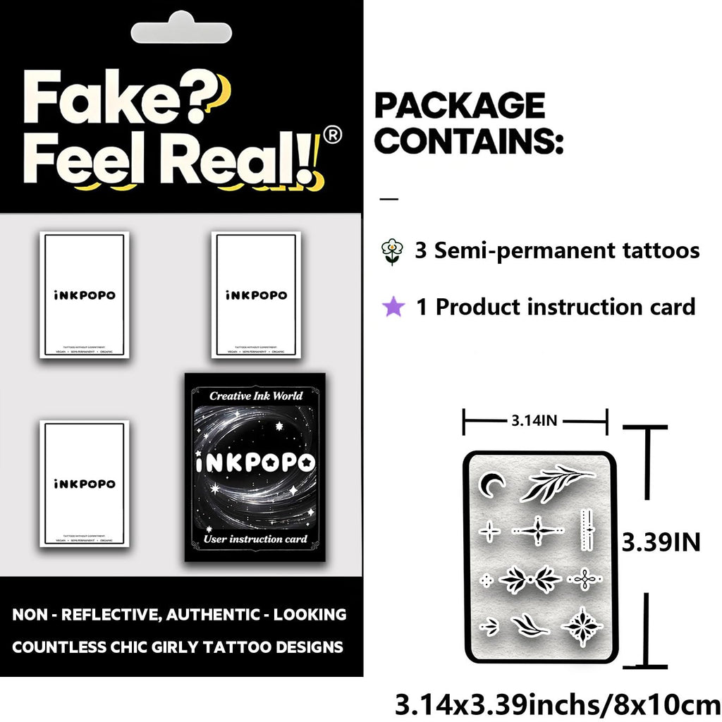 INKPOPO Semi Permanent Finger Temporary Tattoos for Women - 3 Sheets Style 131 Body Art - Damaged Box