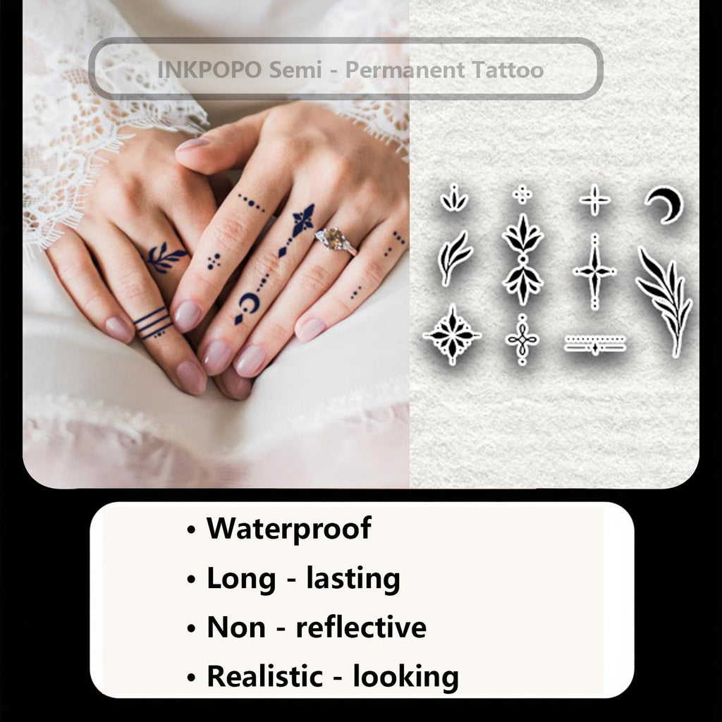 INKPOPO Semi Permanent Finger Temporary Tattoos for Women - 3 Sheets Style 131 Body Art - Damaged Box