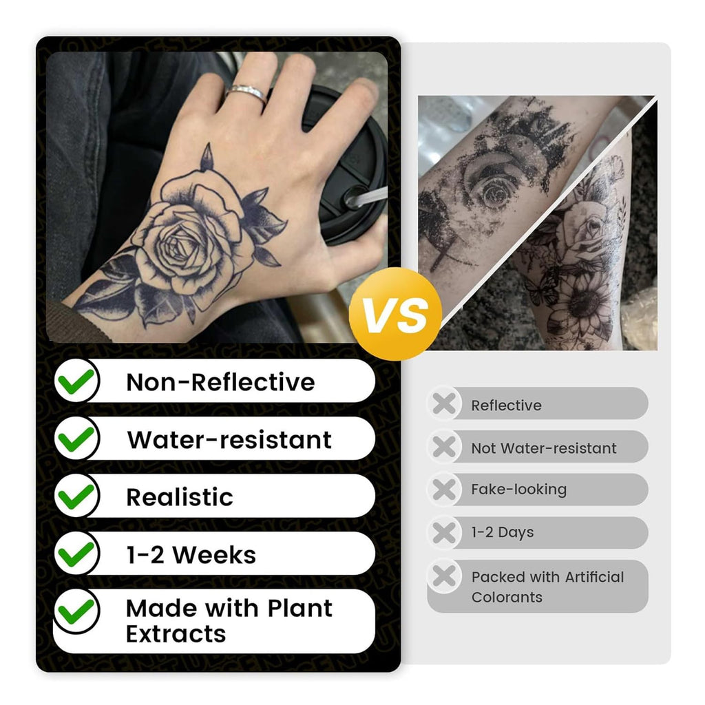 INKPOPO Semi Permanent Finger Temporary Tattoos for Women - 3 Sheets S ...
