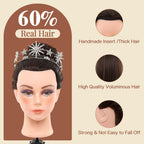 Neverland Hairdressing Mannequin Head With Makeup 26-28 Inch 60% Real Hair Training Practice Doll Head - Damaged Box