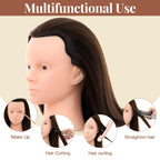 Neverland Hairdressing Mannequin Head With Makeup 26-28 Inch 60% Real Hair Training Practice Doll Head - Damaged Box