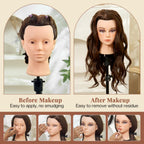 Neverland Hairdressing Mannequin Head With Makeup 26-28 Inch 60% Real Hair Training Practice Doll Head - Damaged Box