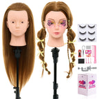 Neverland Hairdressing Mannequin Head With Makeup 26-28 Inch 60% Real Hair Training Practice Doll Head - Damaged Box