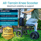 Vive Mobility All Terrain Knee Scooter - Orthopedic Knee Walker for Broken Leg Foot Ankle Injuries - Kneeling Quad Roller Cart - Damaged Box