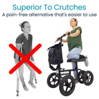 Vive Mobility All Terrain Knee Scooter - Orthopedic Knee Walker for Broken Leg Foot Ankle Injuries - Kneeling Quad Roller Cart - Damaged Box