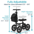 Vive Mobility All Terrain Knee Scooter - Orthopedic Knee Walker for Broken Leg Foot Ankle Injuries - Kneeling Quad Roller Cart - Damaged Box