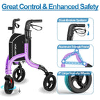 HOMLAND 3 Wheel Tri Walker Rollator with Bag - Foldable Lightweight 4.6kg Walking Aid for Seniors - Damaged Box