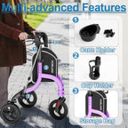 HOMLAND 3 Wheel Tri Walker Rollator with Bag - Foldable Lightweight 4.6kg Walking Aid for Seniors - Damaged Box