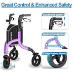 HOMLAND 3 Wheel Tri Walker Rollator with Bag - Foldable Lightweight 4.6kg Walking Aid for Seniors - Damaged Box