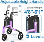 HOMLAND 3 Wheel Tri Walker Rollator with Bag - Foldable Lightweight 4.6kg Walking Aid for Seniors - Damaged Box