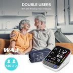 WAJ Blood Pressure Monitor Home BP Machine - 6.4" LED Display, 22-42cm Cuff, 2x120 Memory, Heart Rate & Hypertension Indicator - White - New