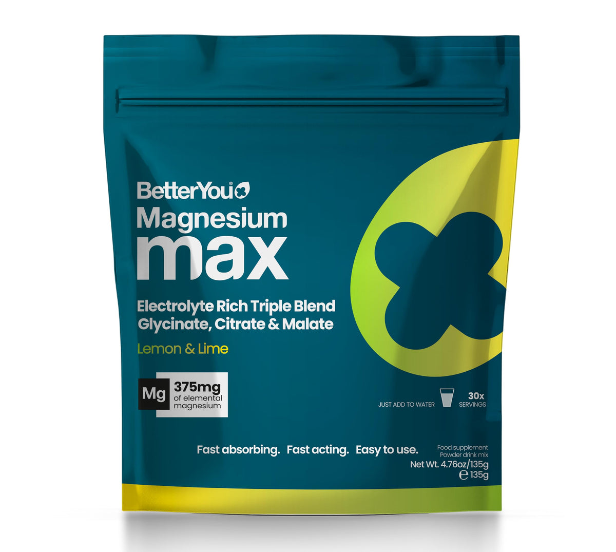 BetterYou Magnesium Glycinate 3-in-1 Complex Powder - Lemon & Lime Flavour - 30 Servings - New - BBE 04/2028