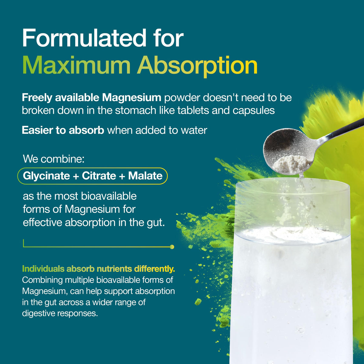 BetterYou Magnesium Glycinate 3-in-1 Complex Powder - Lemon & Lime Flavour - 30 Servings - New - BBE 04/2028