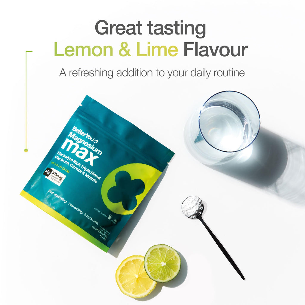 BetterYou Magnesium Glycinate 3-in-1 Complex Powder - Lemon & Lime Flavour - 30 Servings - New - BBE 04/2028