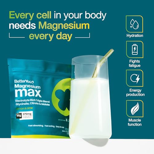 BetterYou Magnesium Glycinate 3-in-1 Complex Powder - Lemon & Lime Flavour - 30 Servings - New - BBE 04/2028