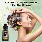 Black Hair Dye Shampoo 3-in-1 Permanent Hair Colour for Men & Women 400ml - Herbal Grey Hair Coverage - New - BBE 04/2029