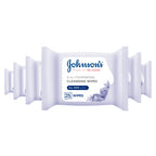 Johnson's Make-Up Be Gone Pampering Facial Cleansing Wipes - Relaxing Moonflower Aroma, Alcohol Free - Pack of 6 - New - BBE 11/2028