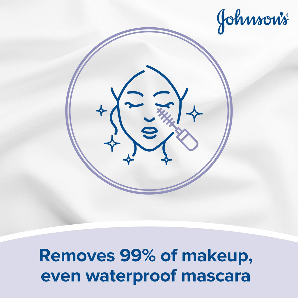 Johnson's Make-Up Be Gone Pampering Facial Cleansing Wipes - Relaxing Moonflower Aroma, Alcohol Free - Pack of 6 - New - BBE 11/2028