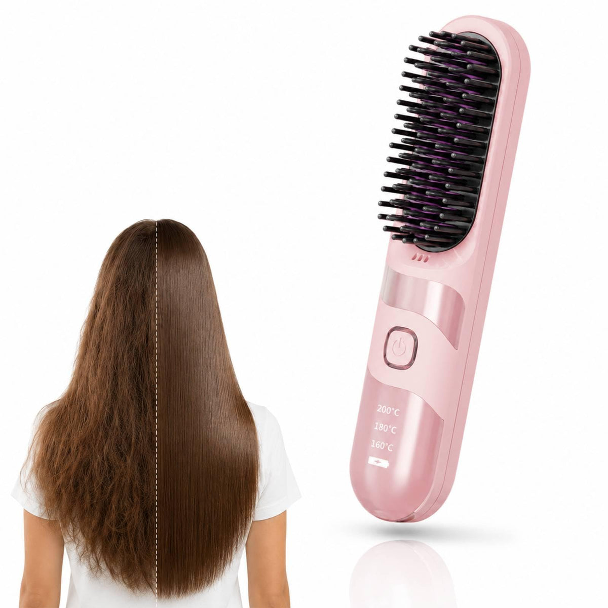 Cordless Hair Straightener Brush - Rechargeable Heated Straightening Comb - Portable Hair Styler for Travel - Damaged Box