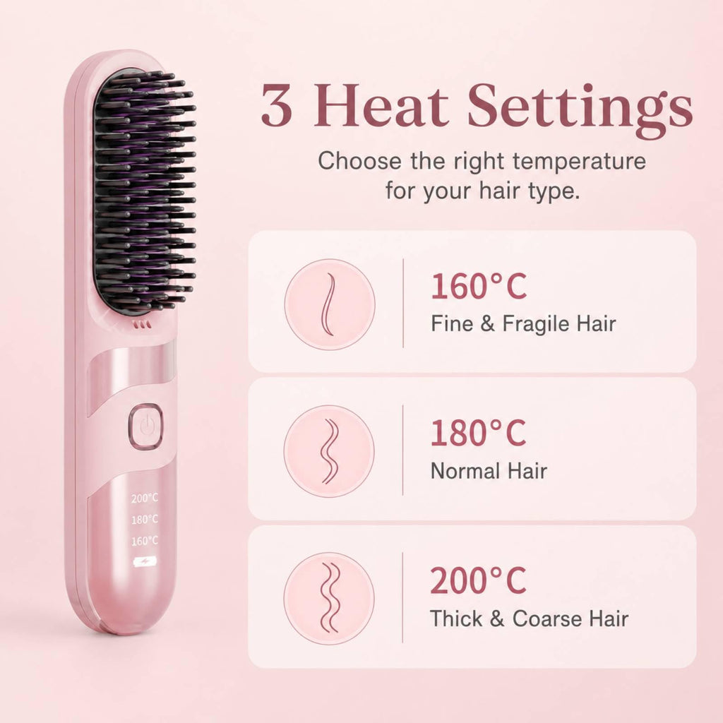 Cordless Hair Straightener Brush - Rechargeable Heated Straightening Comb - Portable Hair Styler for Travel - Damaged Box