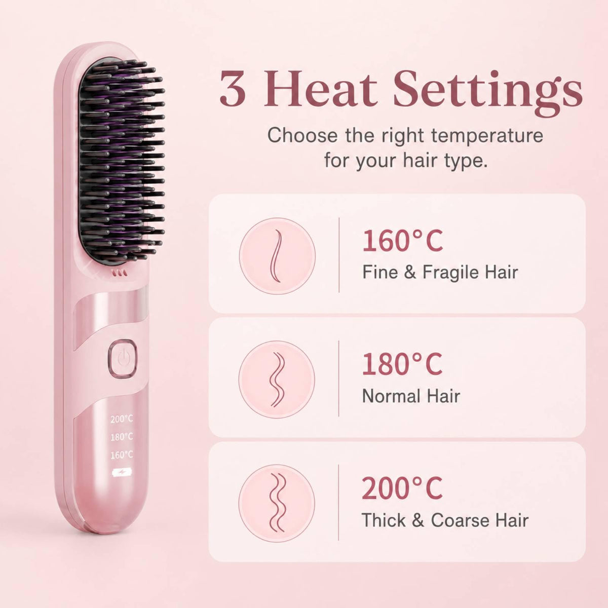 Cordless Hair Straightener Brush - Rechargeable Heated Straightening Comb - Portable Hair Styler for Travel - Damaged Box