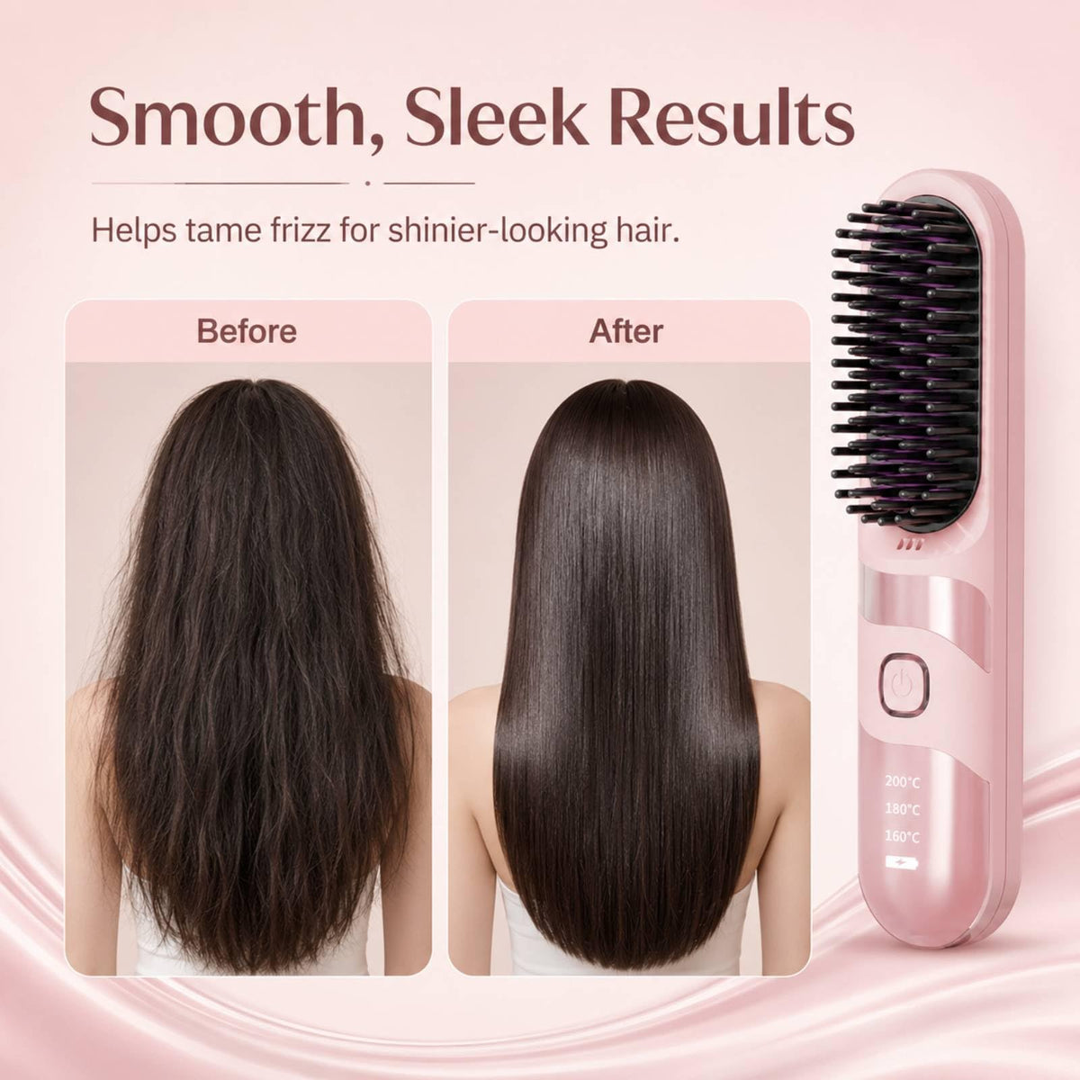 Cordless Hair Straightener Brush - Rechargeable Heated Straightening Comb - Portable Hair Styler for Travel - Damaged Box