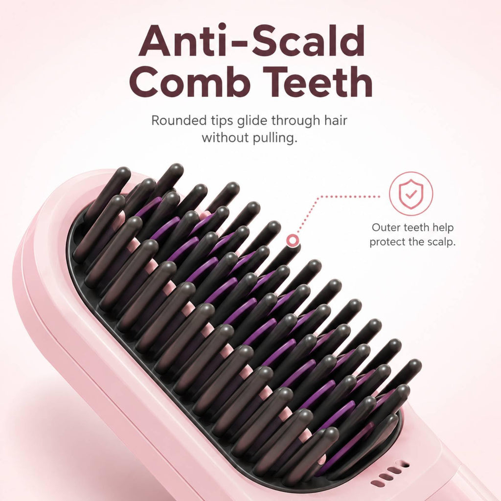 Cordless Hair Straightener Brush - Rechargeable Heated Straightening Comb - Portable Hair Styler for Travel - Damaged Box