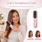 Cordless Hair Straightener Brush - Rechargeable Heated Straightening Comb - Portable Hair Styler for Travel - Damaged Box